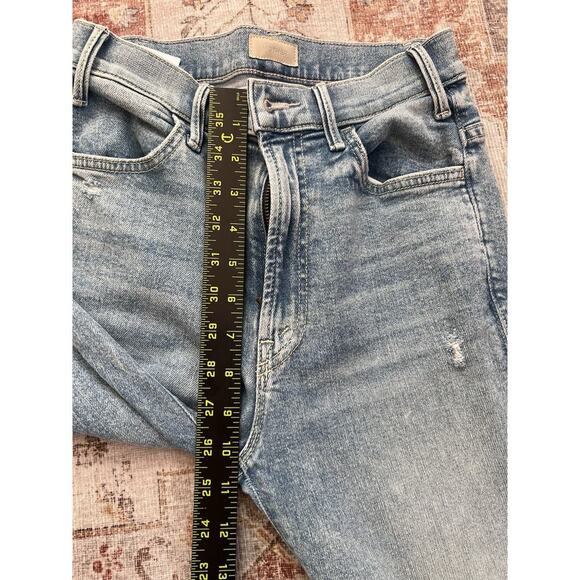 Mother The Hustler Ankle Drinking By The Pool Blue Distressed Jeans Size 25 - Picture 9 of 11